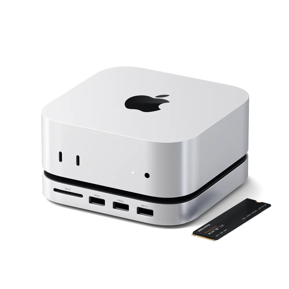 Hình ảnh sản phẩm Hub Satechi Mac Mini M4 với thiết kế nhôm nguyên khối.