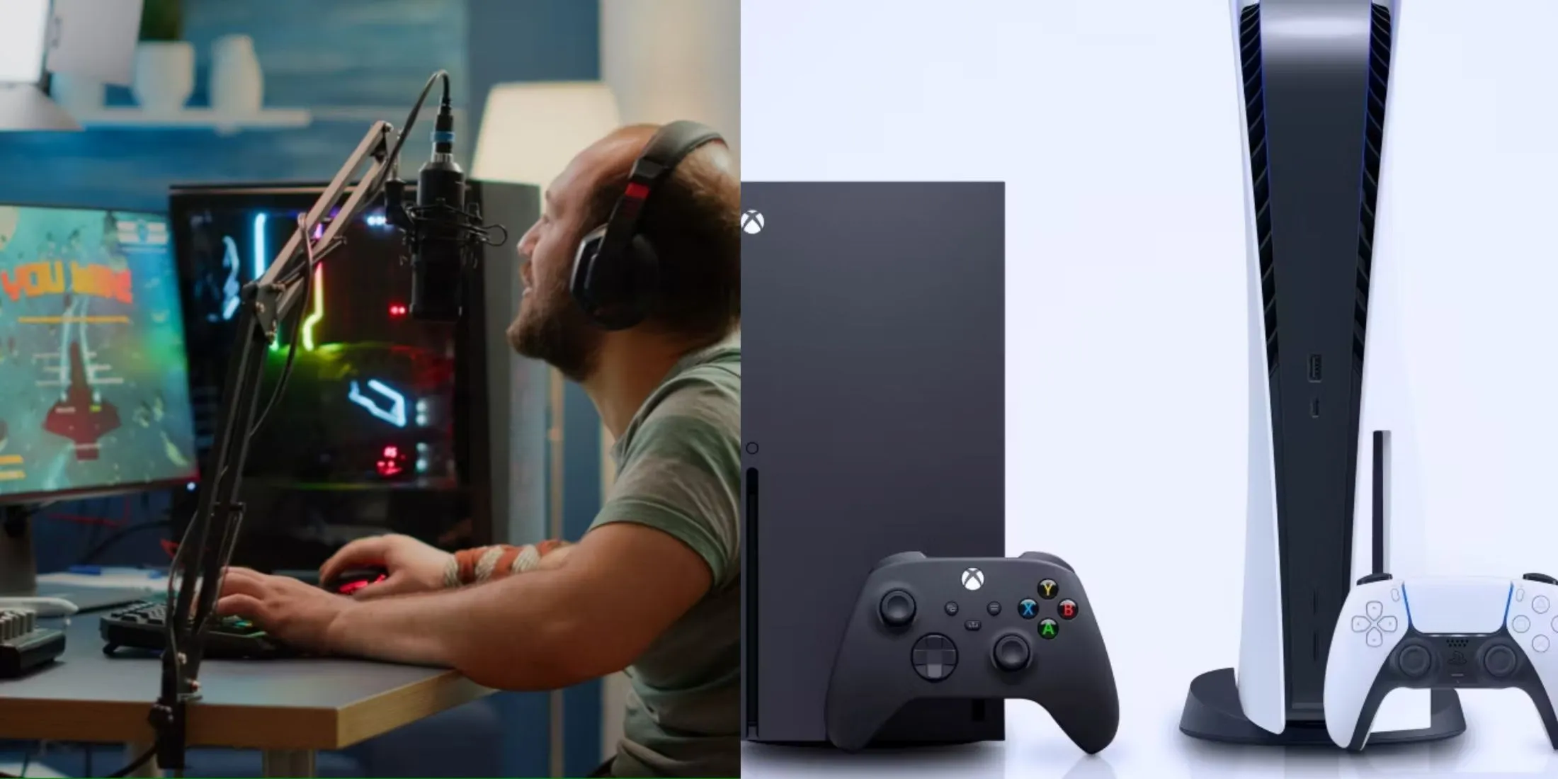 Hình ảnh so sánh giữa game thủ PC và các hệ máy console PlayStation, Xbox, thể hiện sự khác biệt về khả năng hỗ trợ mod.