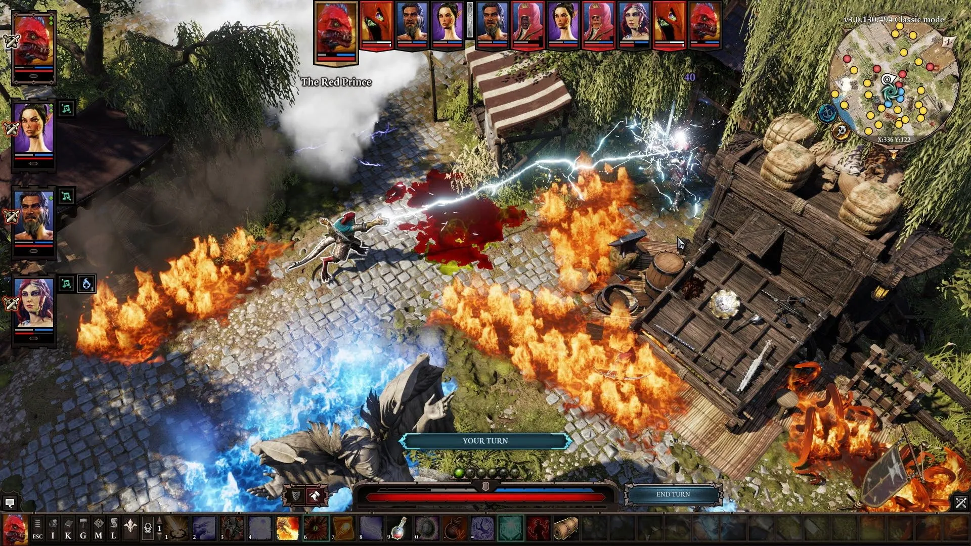 Hoàng tử Đỏ sử dụng chiêu tấn công sét trong Divinity Original Sin 2, một ví dụ nổi bật của game nhập vai máy tính CRPG