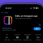 iPhone hiển thị ứng dụng Instagram Edits trên App Store