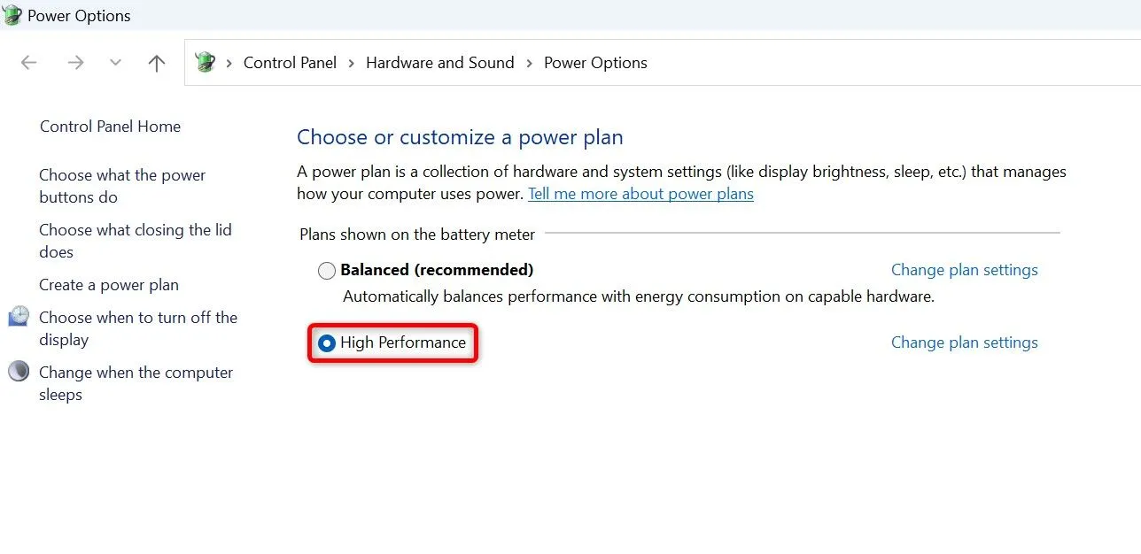 Kích hoạt gói điện năng hiệu suất cao trong Windows 11