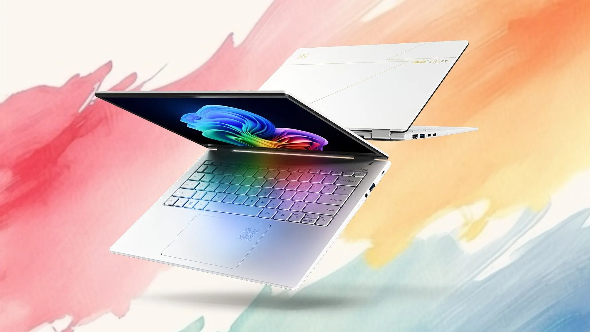 Laptop Acer Swift Edge 14 AI với màn hình hiển thị màu sắc rực rỡ