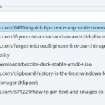 Lịch sử clipboard trong KDE Plasma hiển thị nhiều liên kết và đoạn văn bản đã sao chép.