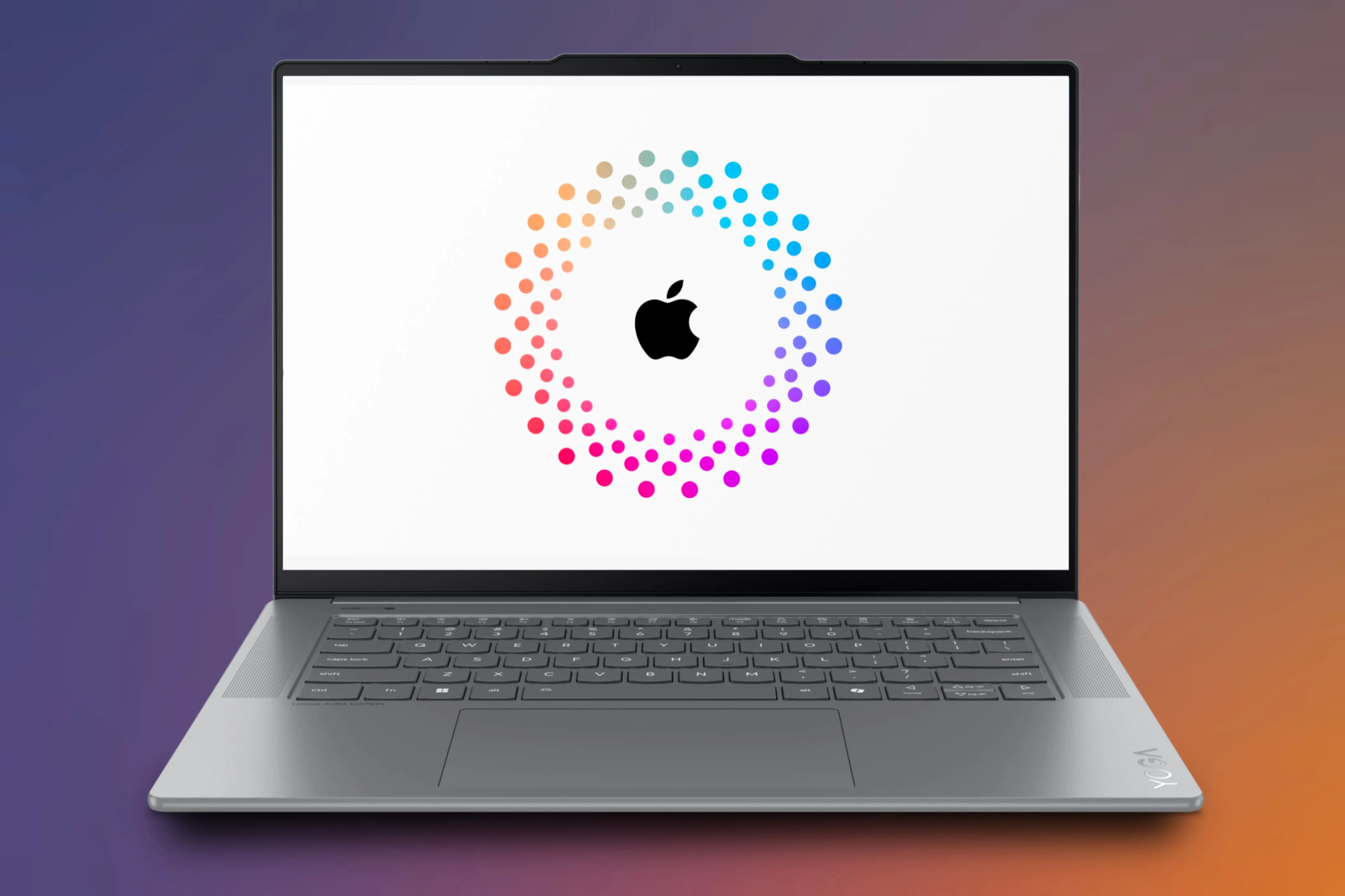 Logo Tài khoản Apple (Apple ID) hiển thị trên màn hình máy tính chạy Windows, minh chứng cho việc có thể tạo và quản lý Apple ID mà không cần thiết bị Apple.