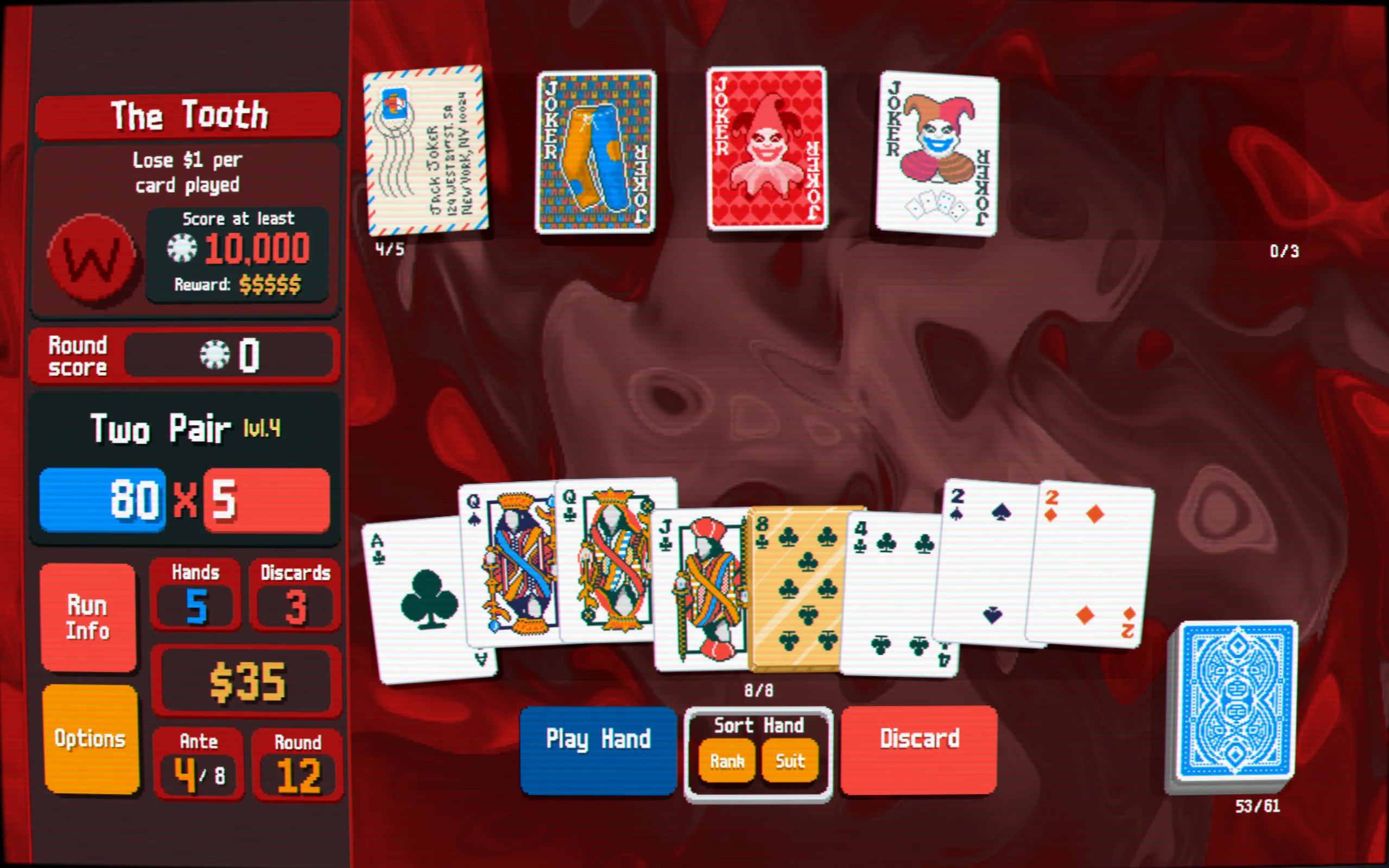 Lối chơi game Balatro với người chơi đối đầu trùm Big Blind