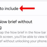 Màn hình cài đặt Now Brief trên Galaxy S25 với tùy chọn "Nội dung cần bao gồm"