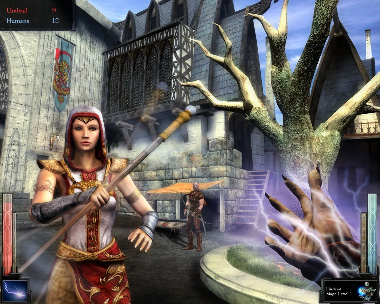 Màn hình trò chơi Dark Messiah of Might &amp; Magic gốc, hiển thị cơ chế chiến đấu vật lý và góc nhìn thứ nhất độc đáo, tiên tiến so với thời điểm ra mắt.