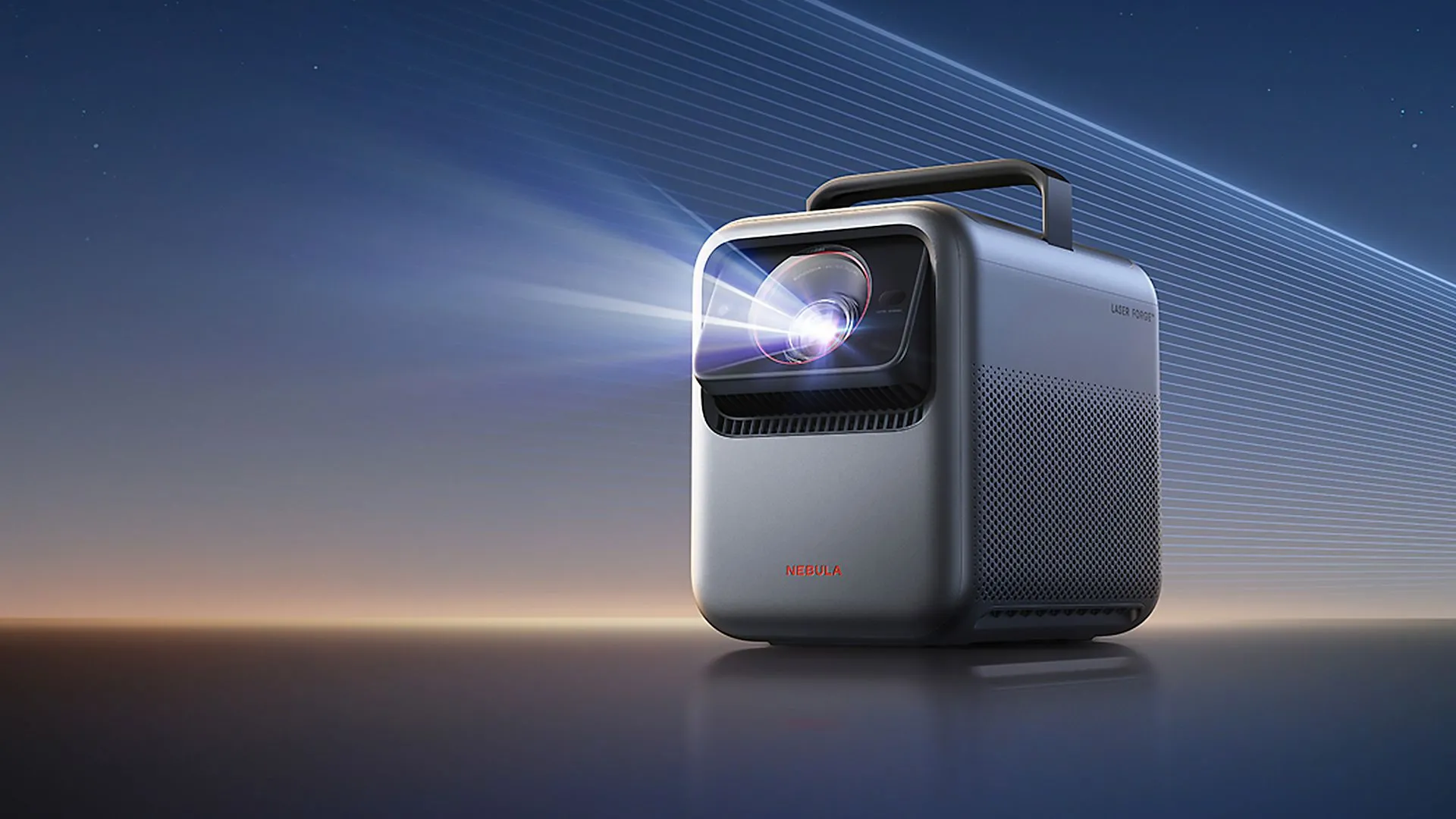 Máy chiếu Anker Nebula X1 đang trình chiếu hình ảnh ngoài trời