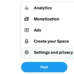 Menu "More" và "Cài đặt & Quyền riêng tư" trên giao diện X (Twitter)