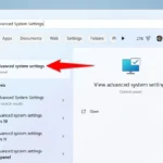 Mở cài đặt hệ thống nâng cao Windows 11 để tối ưu hiệu suất