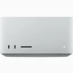 Mô hình thiết kế Mac Studio mới với chip Apple M3 Ultra nhìn từ mặt trước