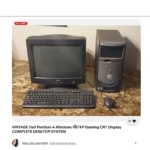 Một ảnh chụp màn hình listing eBay hiển thị máy tính để bàn Dell cũ cùng màn hình CRT cỡ lớn.