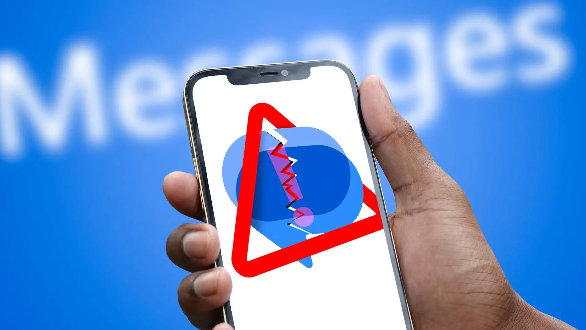 Một bàn tay đang cầm điện thoại hiển thị ứng dụng Google Messages với thông báo mới, minh họa tính năng hủy đăng ký tin nhắn rác.