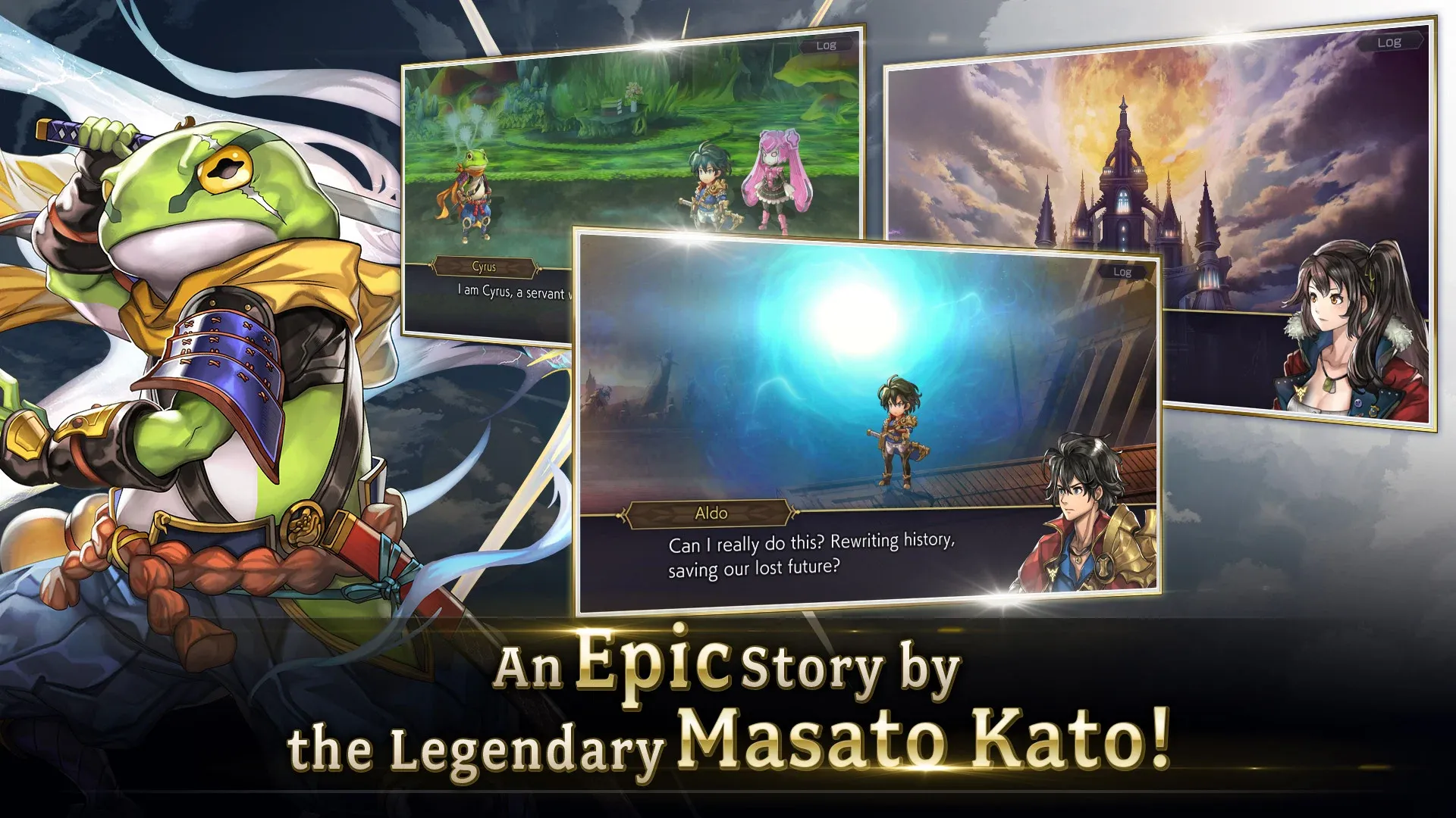Một cảnh quan trong Another Eden, minh họa bối cảnh đa dạng qua các dòng thời gian