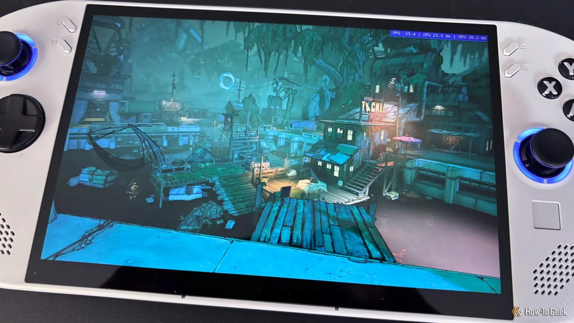 Một góc nhìn khác về benchmark Borderlands 3 trên Lenovo Legion Go S, minh họa hiệu suất trong các cảnh hành động.