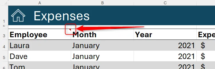 Một ô trong Excel có biểu tượng ghi chú (red tag) ở góc trên bên phải, báo hiệu thông tin bổ sung.
