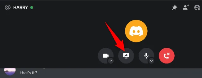 Nhấn &quot;Share Your Screen&quot; trong cuộc gọi riêng tư để chia sẻ màn hình Discord trên desktop.
