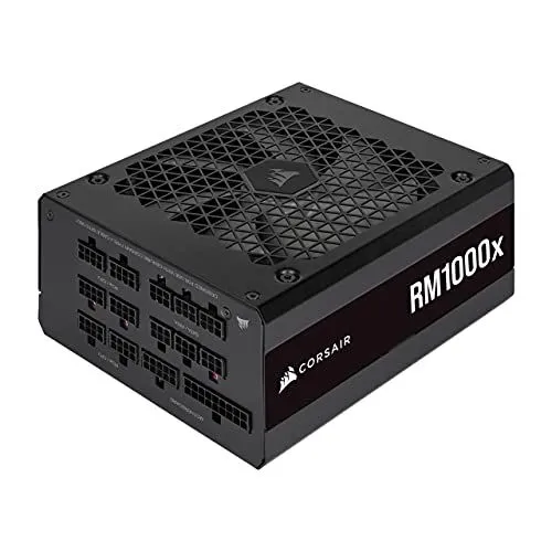 Nhãn thông số kỹ thuật trên bộ nguồn (PSU) Corsair, hiển thị các thông tin về công suất và đầu ra.