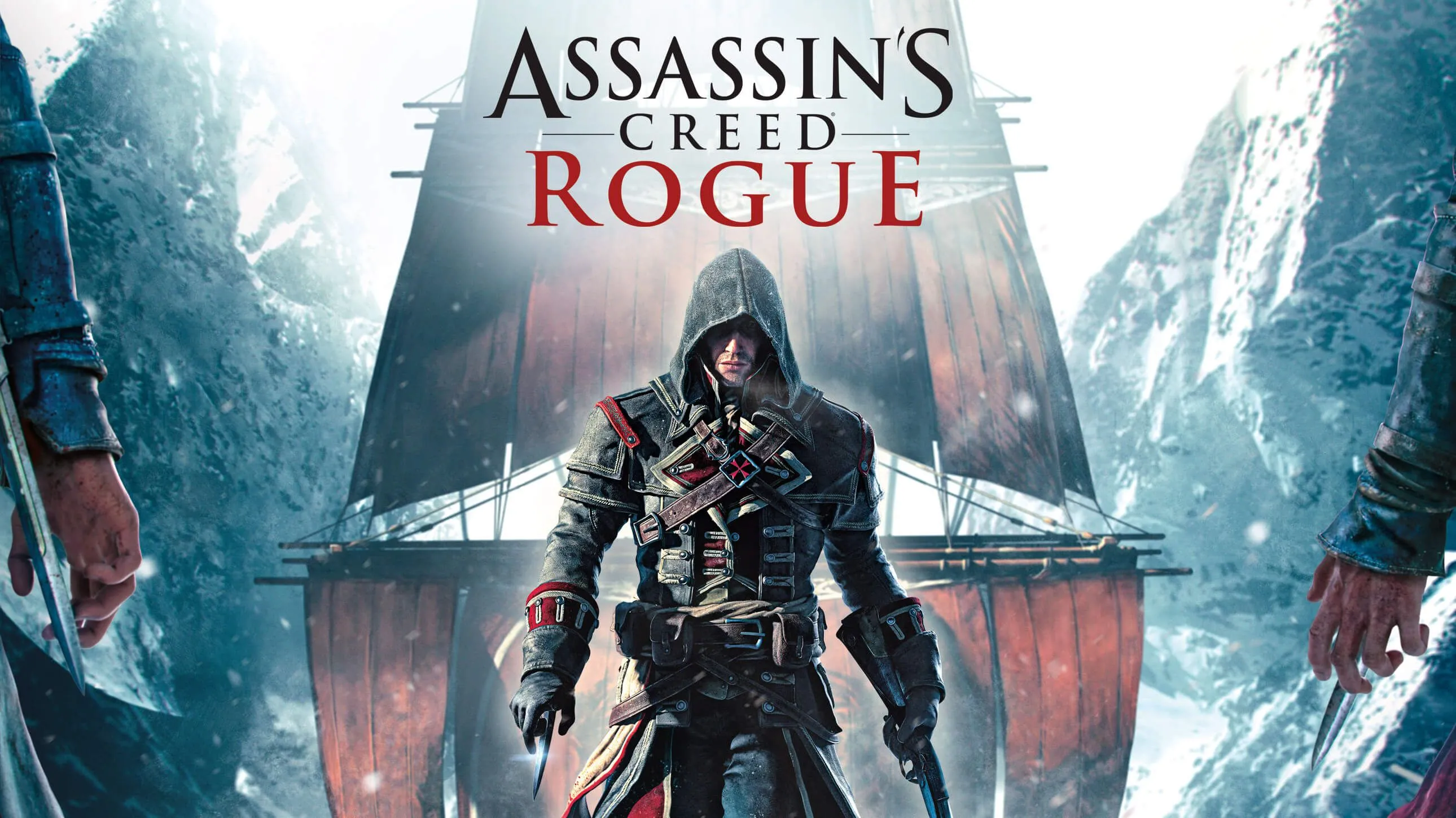 Nhân vật Shay Patrick Cormac trên tàu của mình đang lênh đênh trên biển băng giá trong Assassin's Creed Rogue