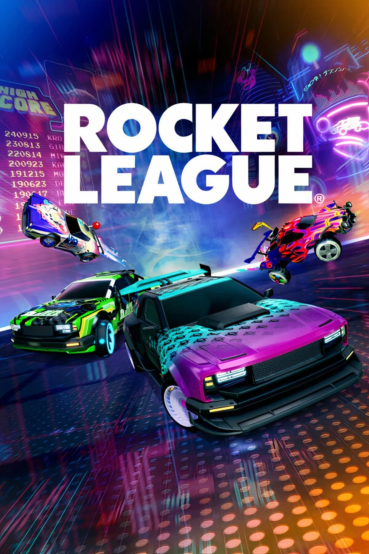 Nhiều ảnh chụp màn hình từ Rocket League, thể hiện các khoảnh khắc gay cấn trong trận đấu thể thao điện tử này.