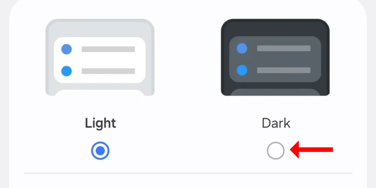 Nút bật/tắt chế độ tối (Dark Mode) trong menu cài đặt hiển thị trên điện thoại Galaxy S25