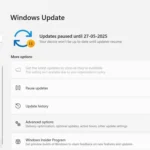 Nút "Tiếp tục cập nhật" trong cài đặt Windows Update trên Windows 11