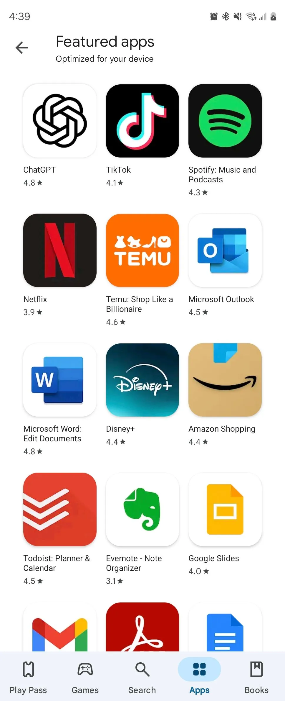 Phần &quot;Ứng dụng nổi bật&quot; trong Google Play Store, hiển thị các ứng dụng phổ biến đã được tối ưu hóa