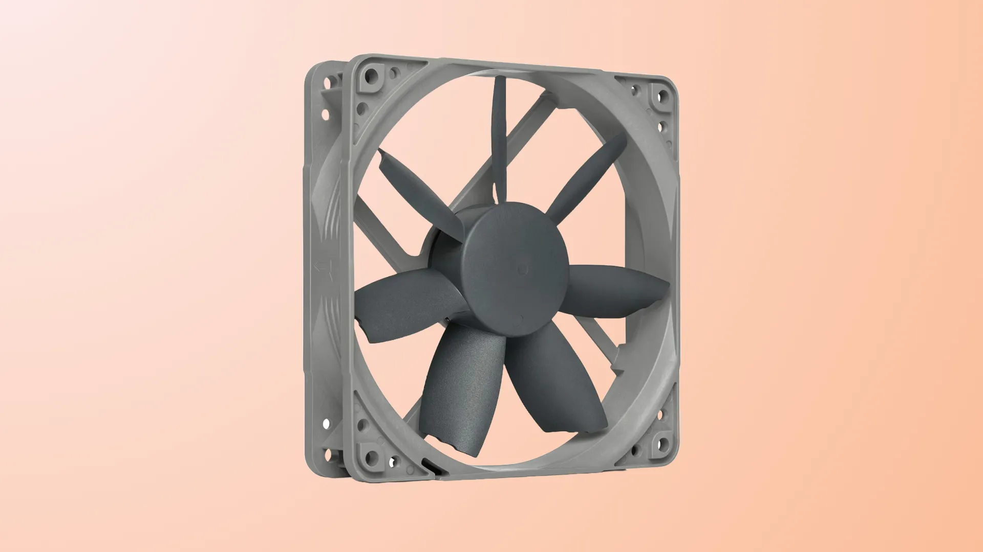 Quạt Noctua NF-S12B redux-1200 PWM với tông màu xám đặc trưng của dòng Redux, nổi bật trên nền cam.