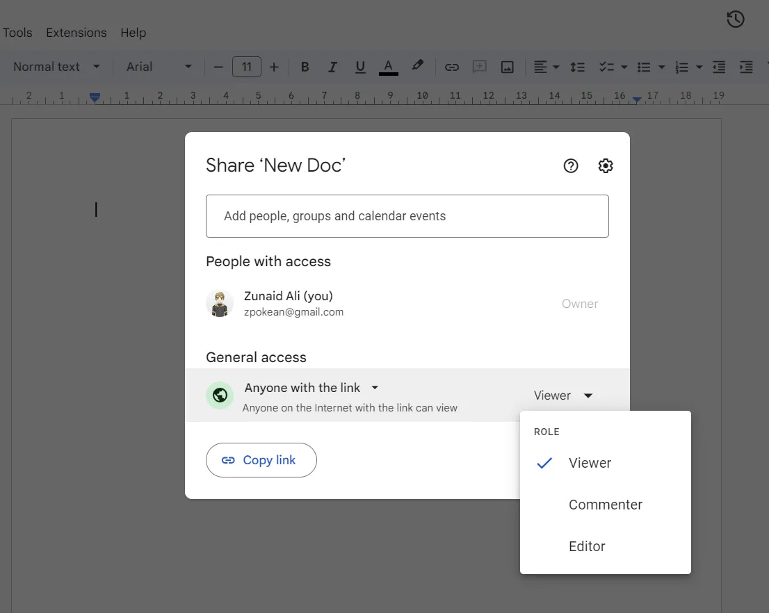 Tài liệu Google Docs đang được chia sẻ qua liên kết, thể hiện tính năng cộng tác và làm việc nhóm hiệu quả.