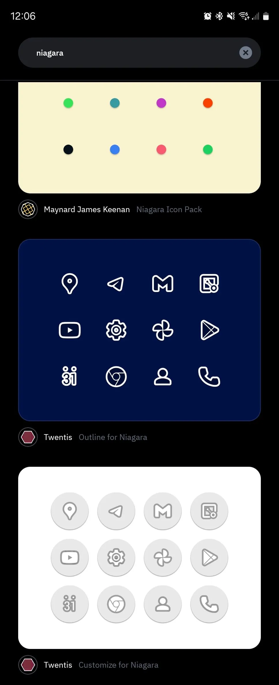Thanh tìm kiếm trong ứng dụng Icon Pack Studio giúp người dùng dễ dàng tìm kiếm các gói icon theo tên hoặc chủ đề.