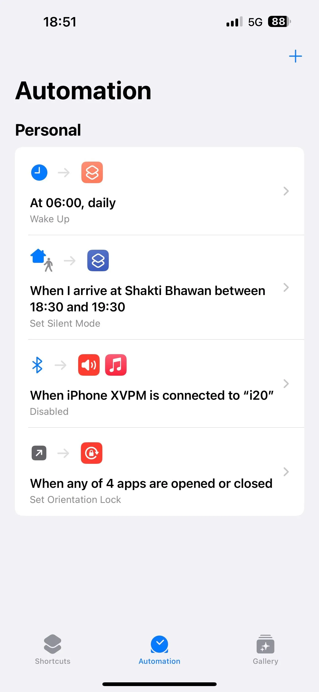Thẻ &quot;Tự động hóa&quot; trong ứng dụng Phím tắt iOS.