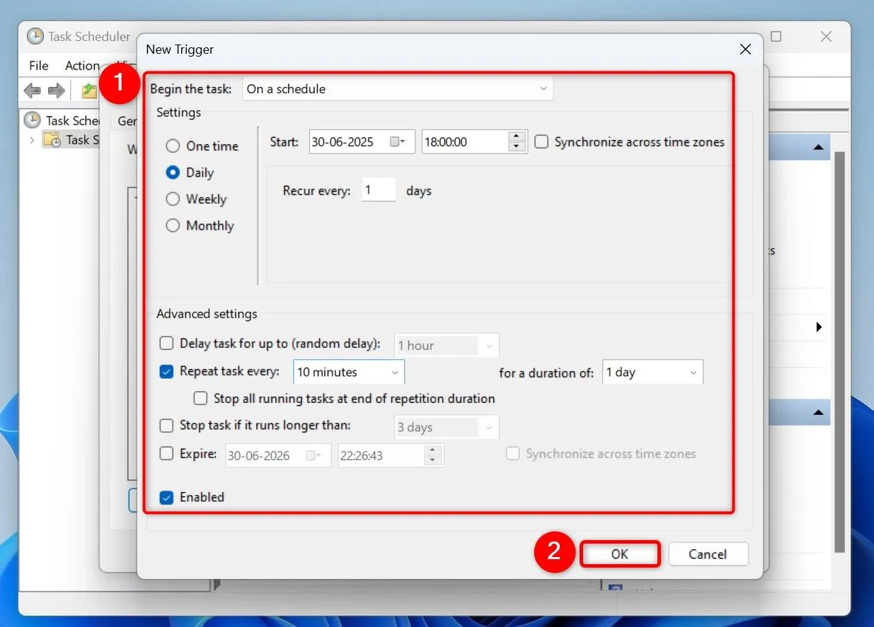 Thiết lập lịch trình tự động tải tệp lên Google Drive trong Task Scheduler