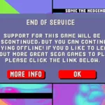 Thông báo ngừng hỗ trợ game của SEGA trên Sonic CD Classic, cho phép chơi offline