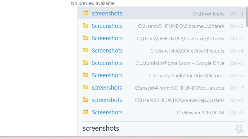 Tính năng tìm kiếm tức thì của Listary được tích hợp trực tiếp vào File Explorer khi bạn gõ