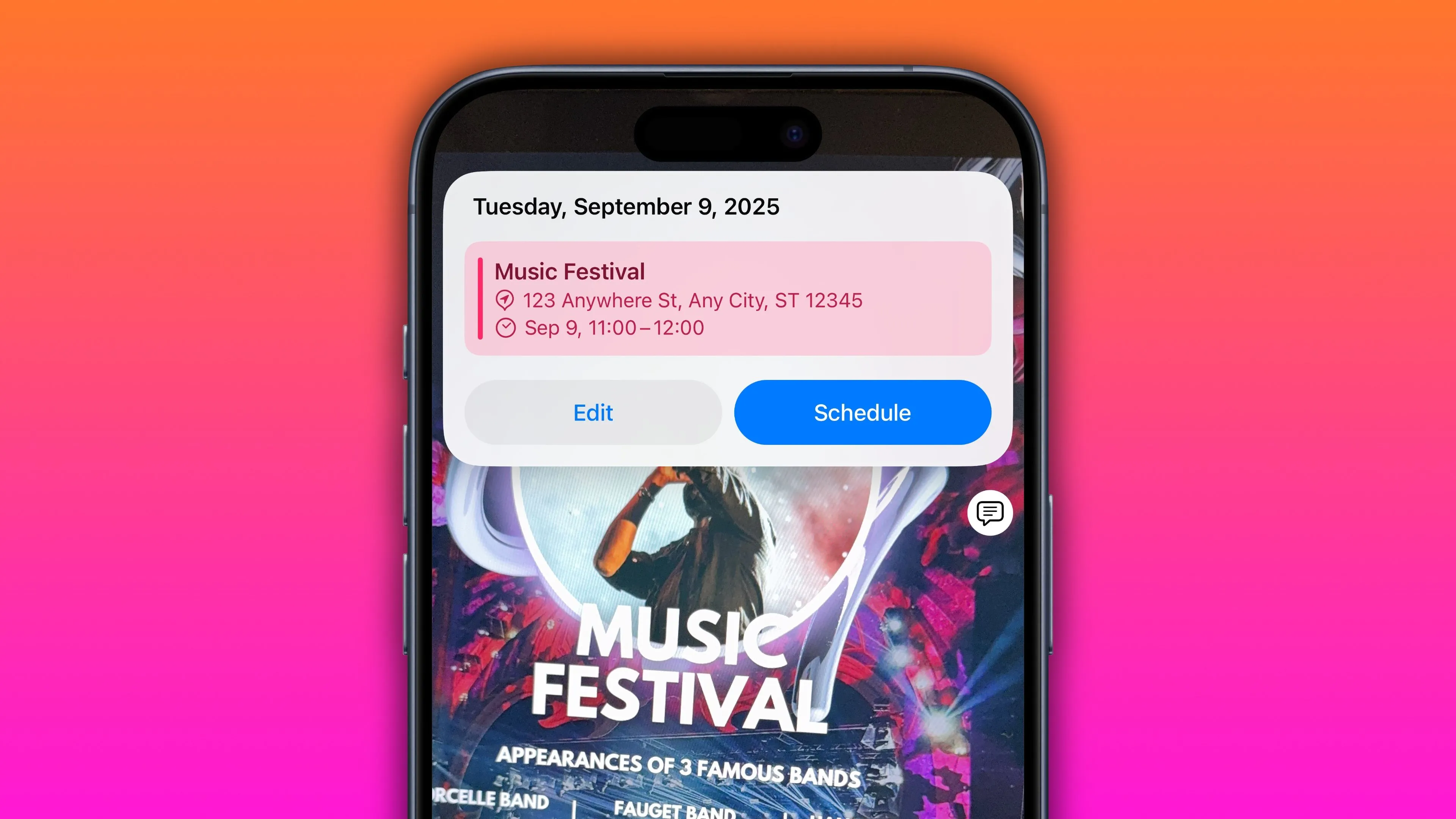 Tính năng Visual Intelligence trên iPhone đề xuất thêm sự kiện vào lịch từ áp phích quảng cáo