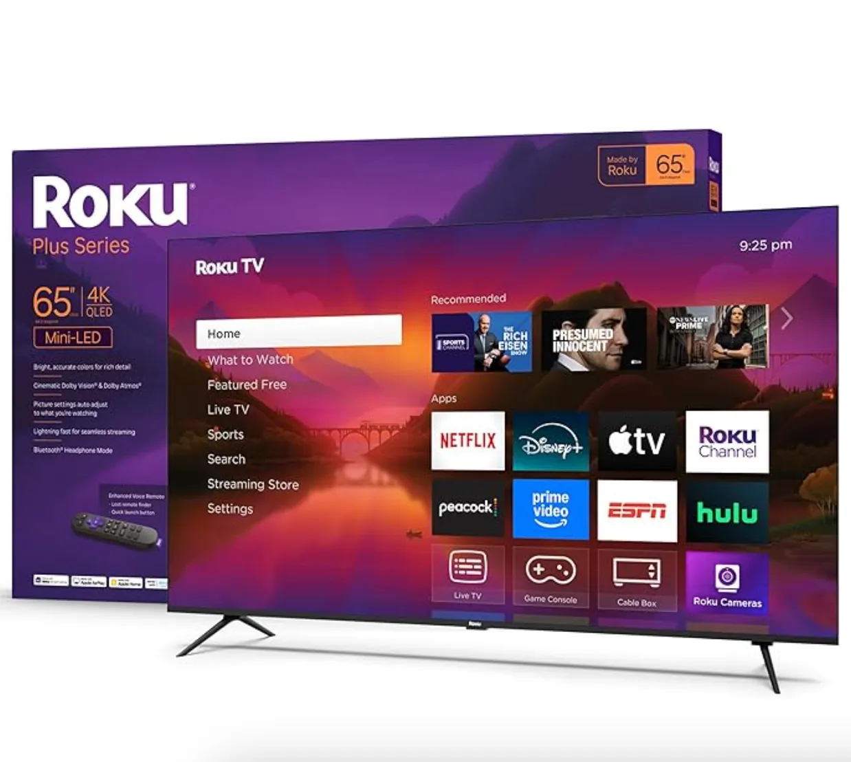 Tivi Roku Plus Series 2025 hiển thị sắc nét với công nghệ Mini-LED và màu sắc sống động.