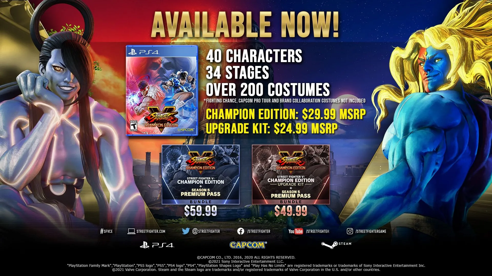 Tổng quan các nội dung có trong phiên bản Street Fighter V: Champion Edition, bao gồm tất cả nhân vật và DLC, cho thấy giá trị của việc mua các bản Complete Edition sau này.