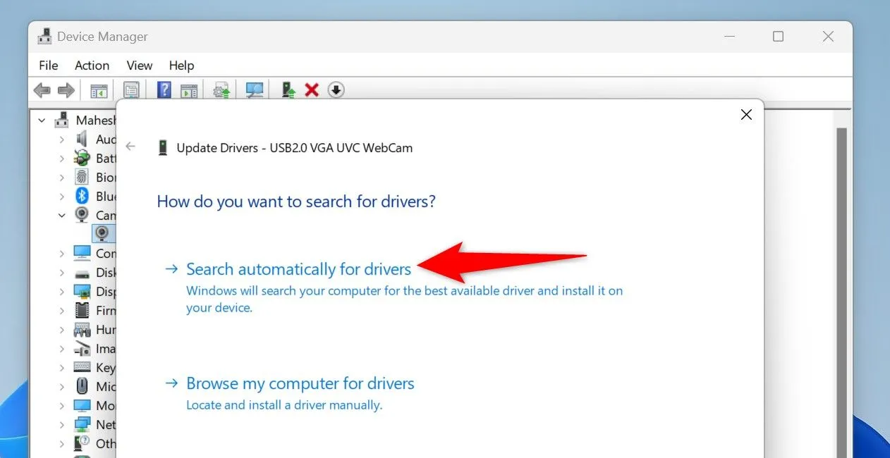 Tự động tìm driver cho thiết bị Windows 11