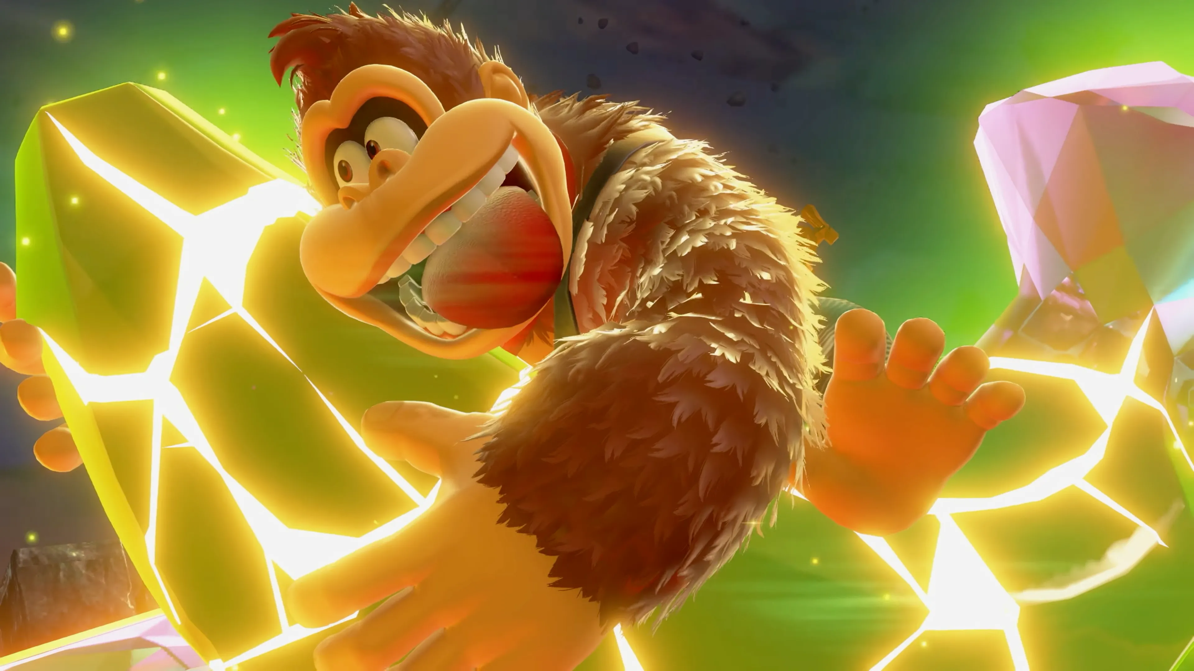 Tựa game Donkey Kong Bananza với đồ họa ấn tượng trên Nintendo Switch 2, thể hiện khả năng xử lý hình ảnh nâng cấp