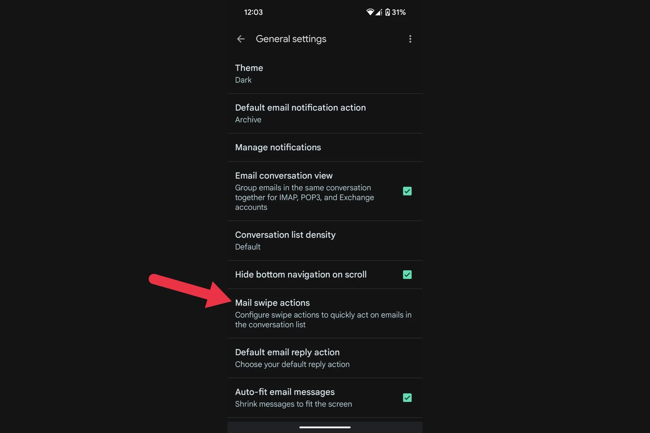 Tùy chỉnh cài đặt hành động vuốt email trong Gmail trên Android