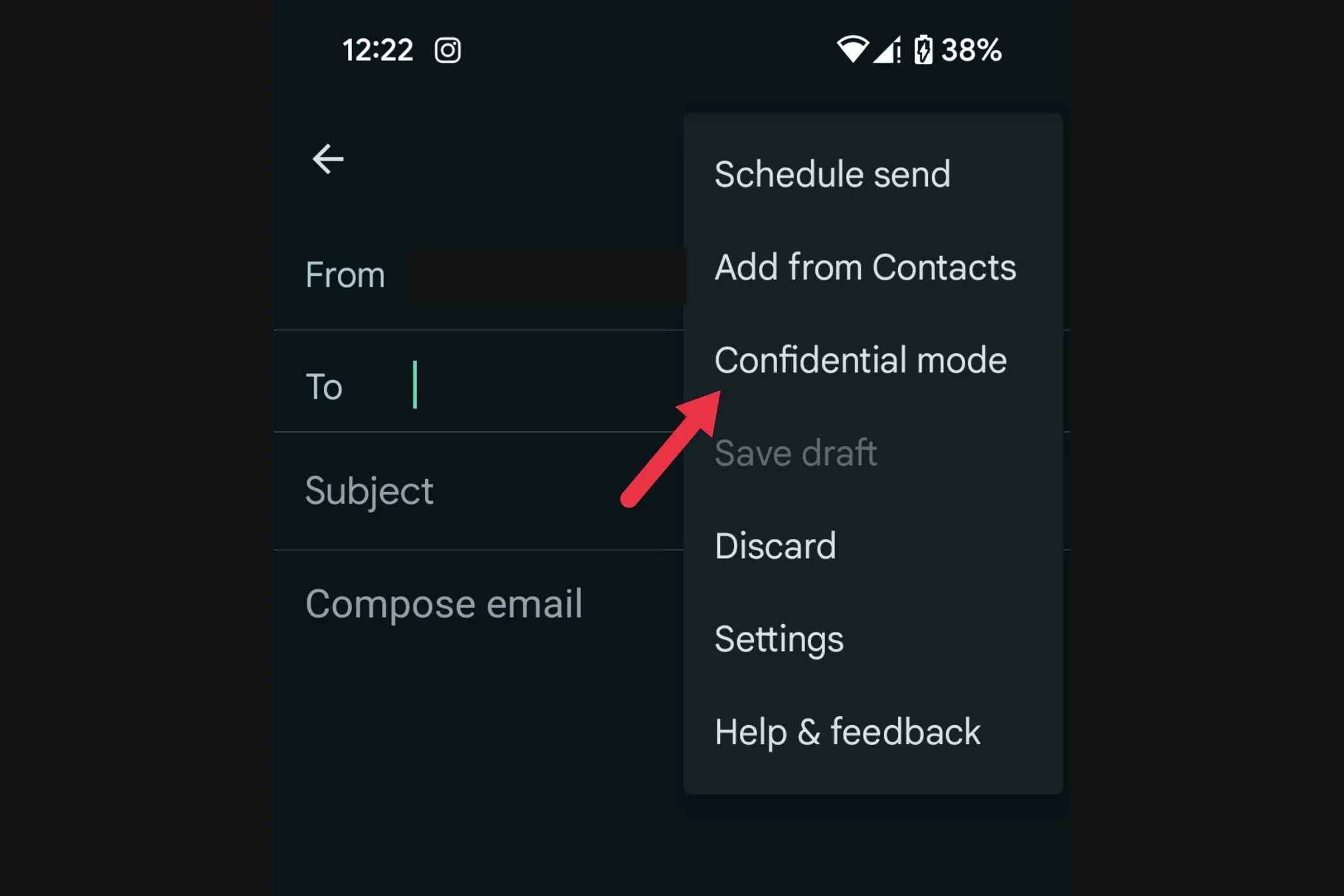Tùy chọn chế độ bảo mật (Confidential Mode) trong menu soạn thảo email của Gmail