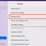 Tùy chọn "Giảm Chuyển Động" (Reduce Motion) trong cài đặt Trợ năng của macOS, giúp tắt hiệu ứng động và tăng tốc hệ thống.