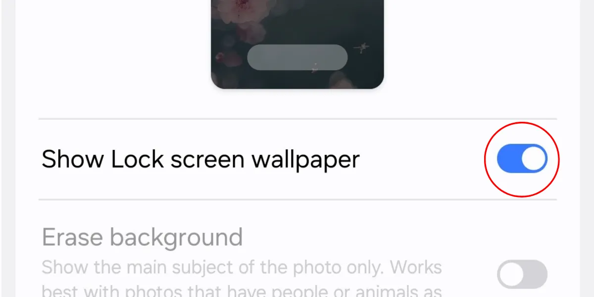 Tùy chọn hiển thị hình nền màn hình khóa trên tính năng Always-on Display của Galaxy S25