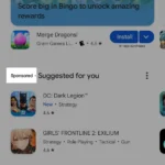 Ứng dụng và trò chơi được tài trợ hiển thị dạng danh sách trên Google Play Store