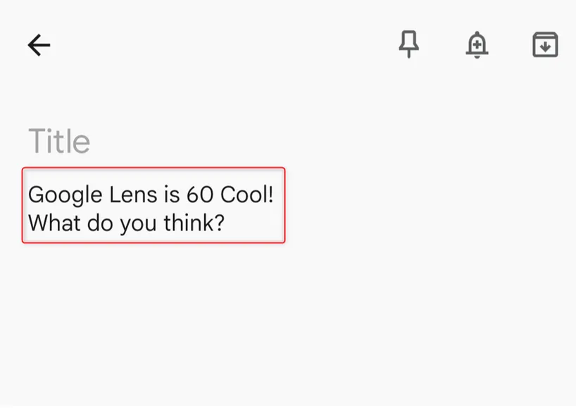 Văn bản được sao chép từ Google Lens và dán vào ứng dụng ghi chú điện thoại