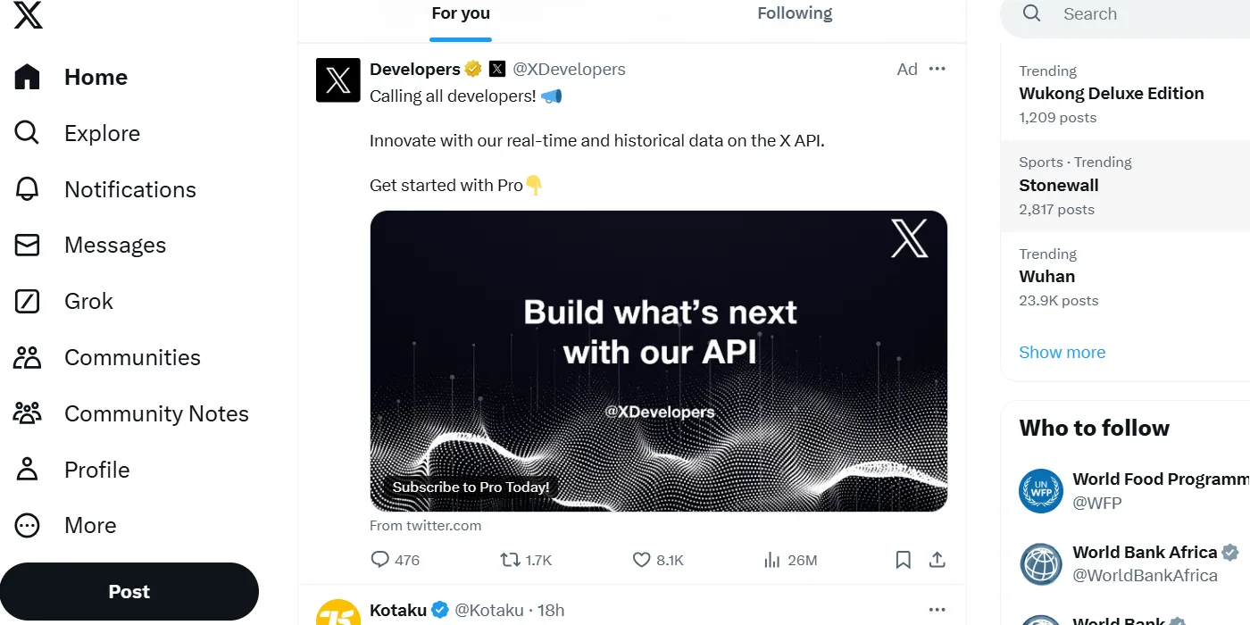 Ví dụ quảng cáo hiển thị trên nền tảng X (trước đây là Twitter)