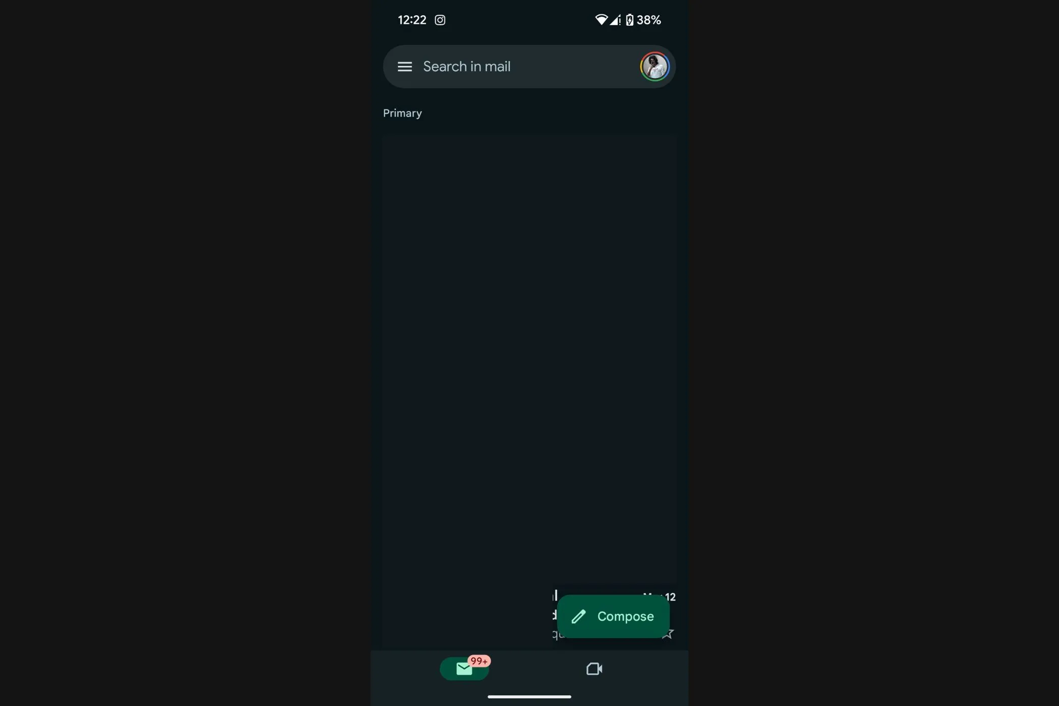 Vị trí nút soạn thảo email mới trong ứng dụng Gmail trên điện thoại Android