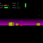 Xe tăng trong game Spectre trên Macintosh với giao diện 3D wireframe và tông màu xanh neon đặc trưng của không gian mạng, thể hiện đồ họa tiên phong của thập niên 90.
