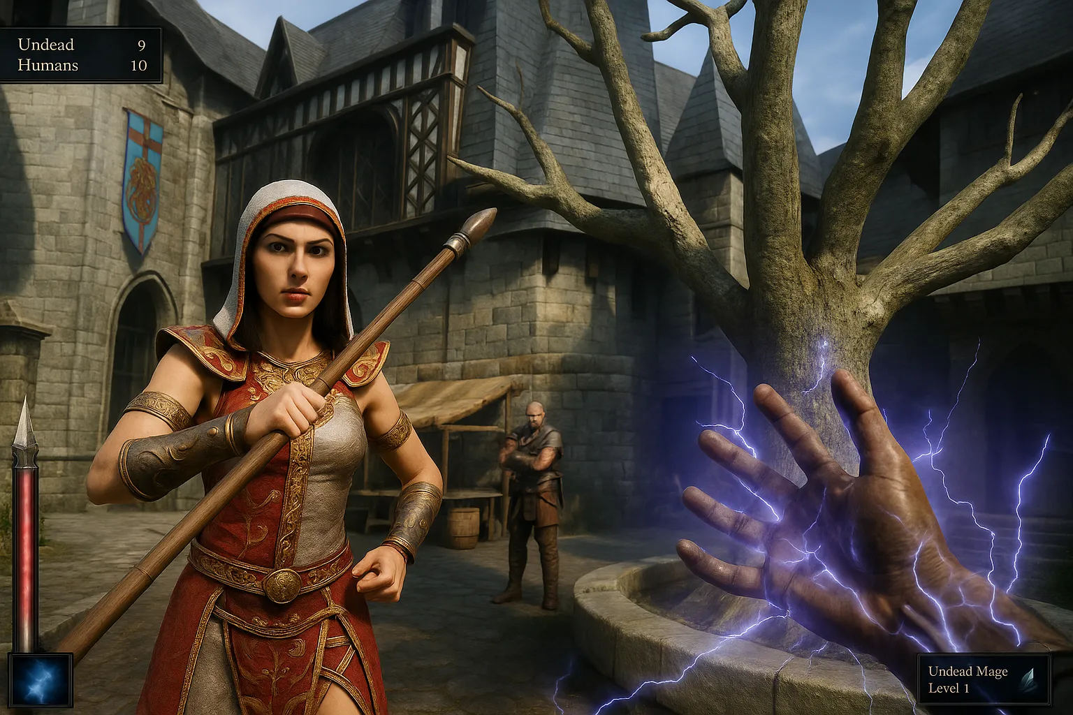 Ý tưởng đồ họa do AI tạo ra cho Dark Messiah of Might &amp; Magic phiên bản làm lại, với sự nâng cấp về hiệu ứng vật lý và chi tiết môi trường.